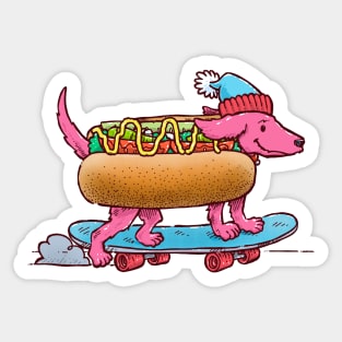 Chicago Weiner Dog Skater Sticker